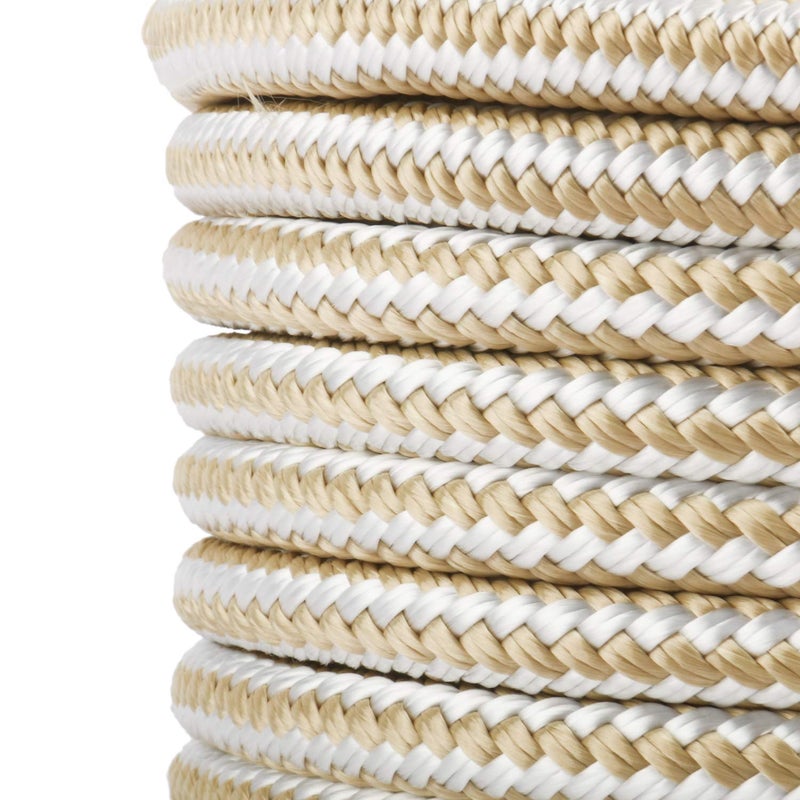 NovelBee 1/2 Inch X 100 Feet Double Braid Nylon Anchor Line with Stainless Steel Thimble and Plastic Chuck (White/Gold) - Image 5